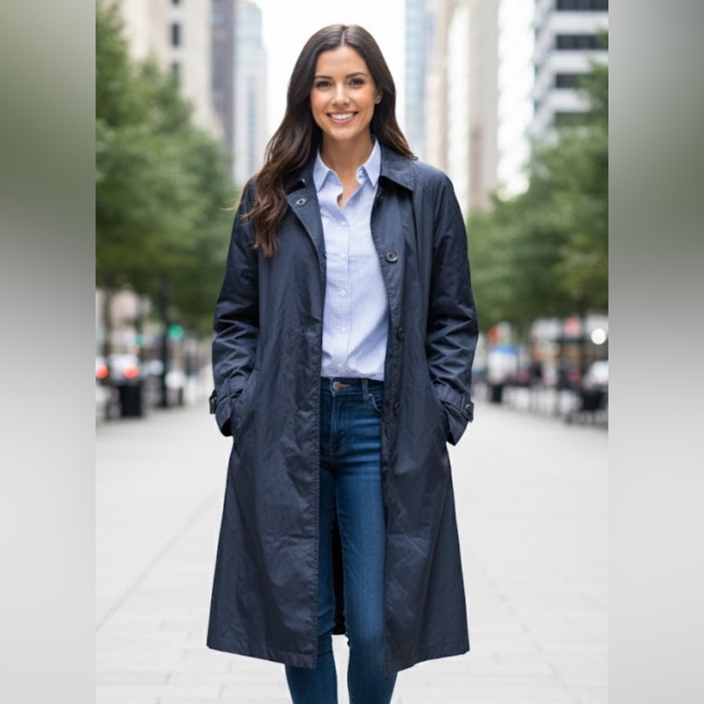 Burberry Dark Blue Windbreaker Trench Coat